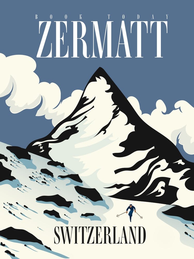 Zermatt Switzerland Ski Travel poster