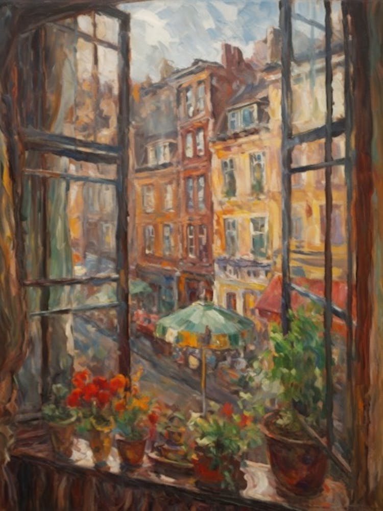 Window View Of Berlin In The Style Of Impressionism 4