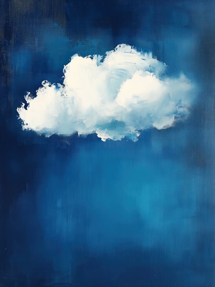 Cloud Wall Art Painting Dark Blue Sky Print
