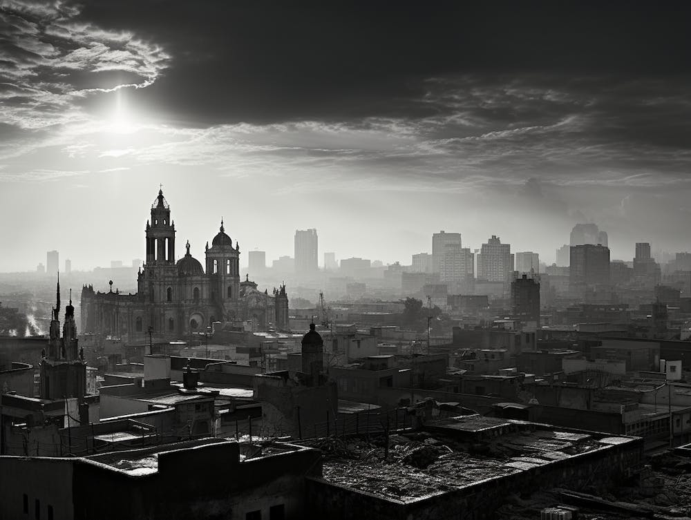 Black And White Photograph Of Mexico City 1