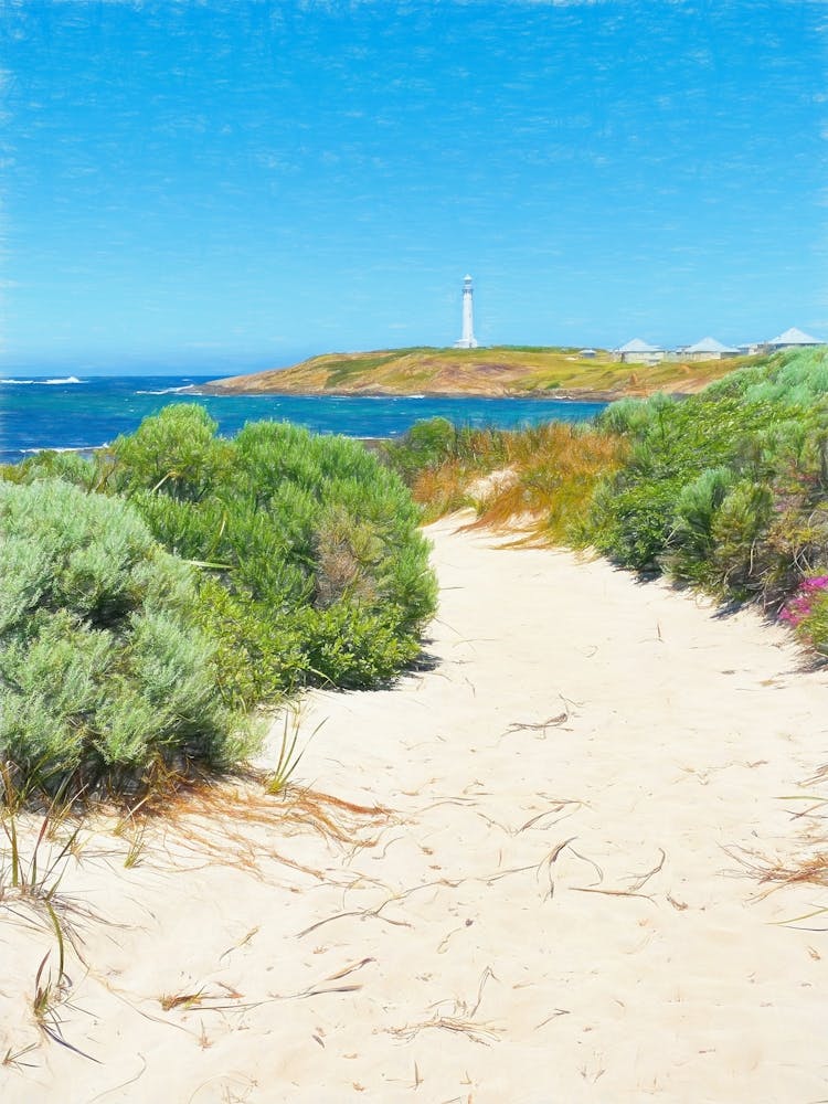 Sandy Path And Lighthouse