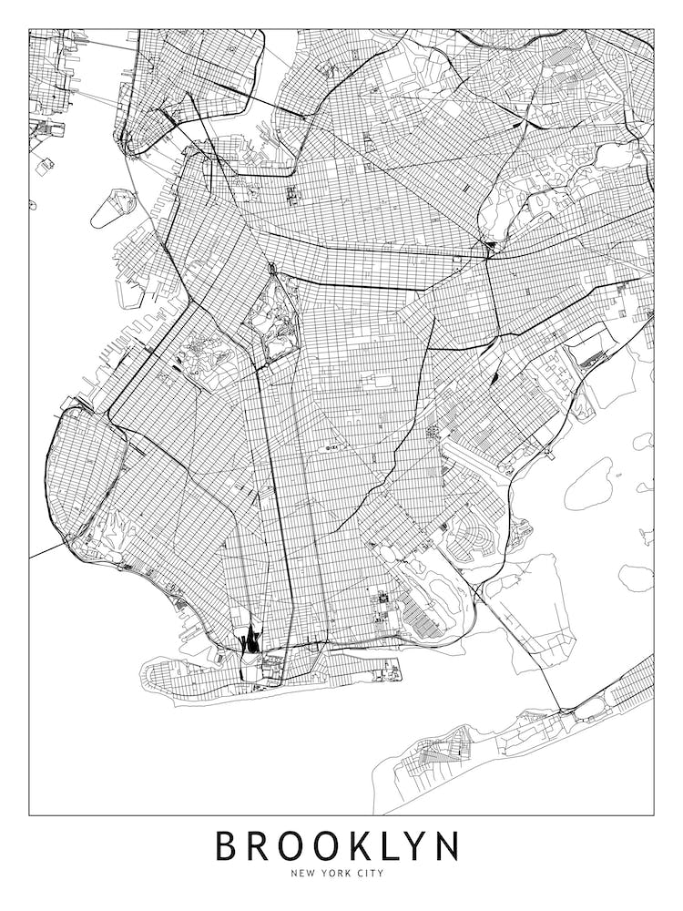 Brooklyn White Map