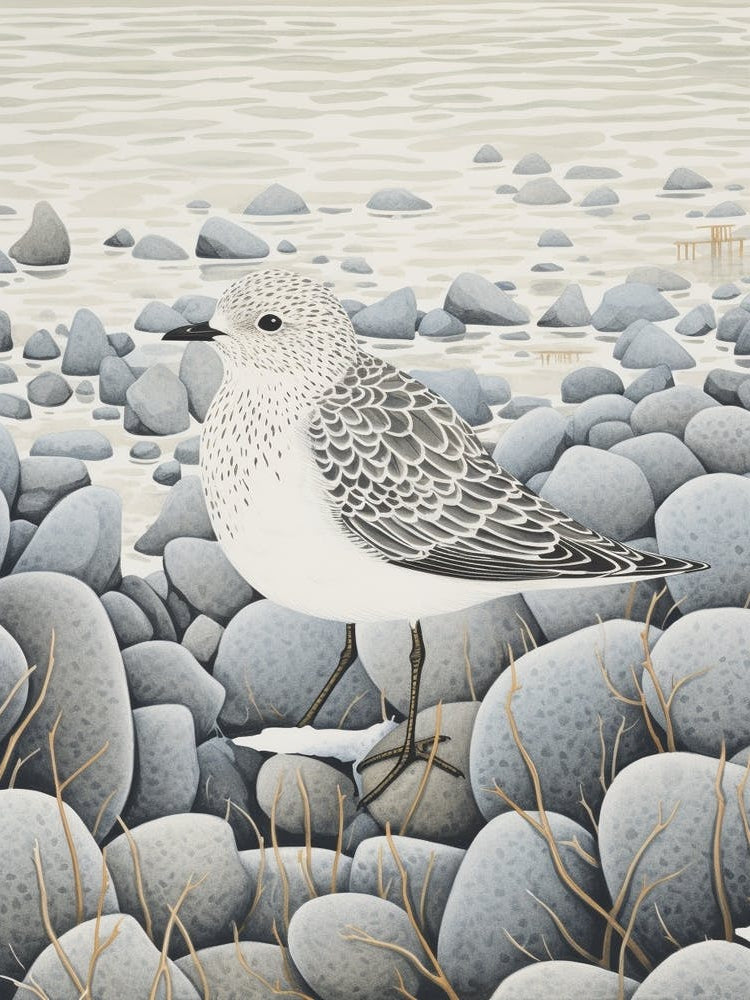 Winter Bird Painting Grey Plover 2