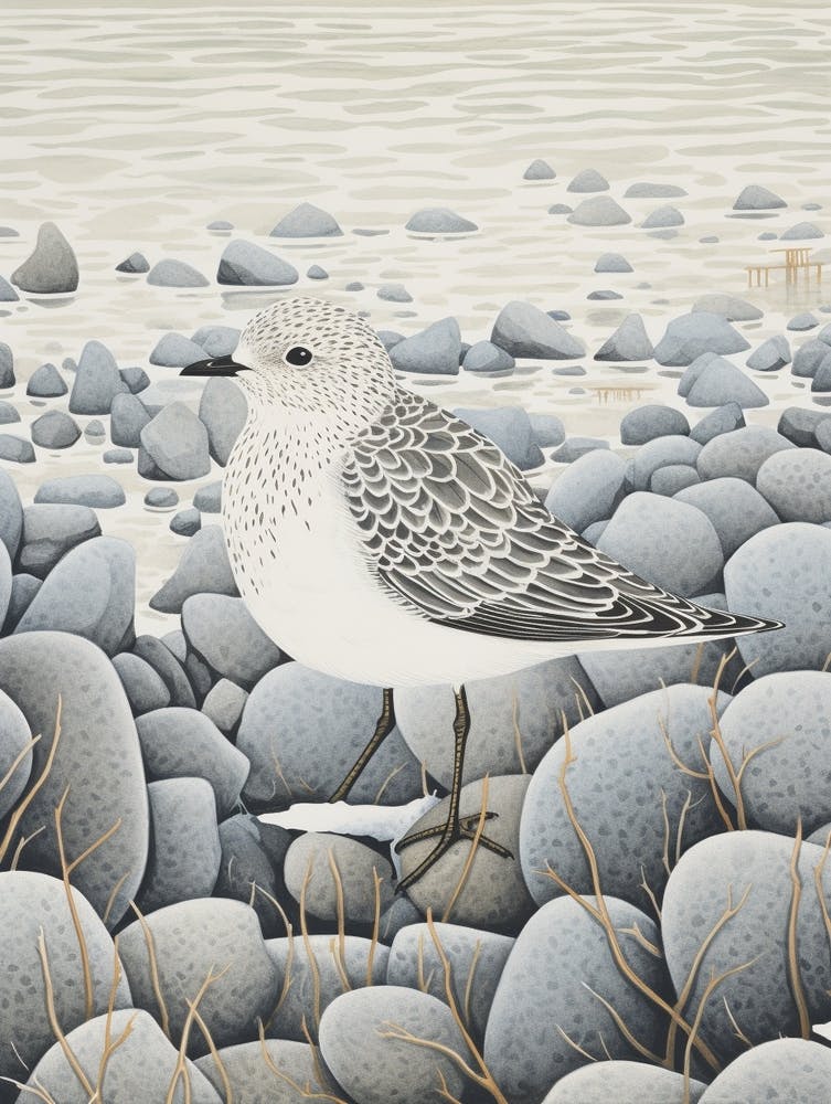 Winter Bird Painting Grey Plover 2