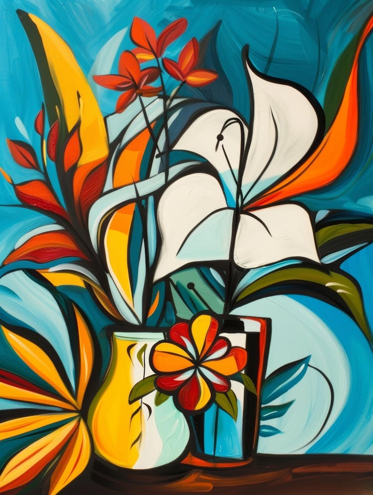 Tropical Flowers In A Vase
