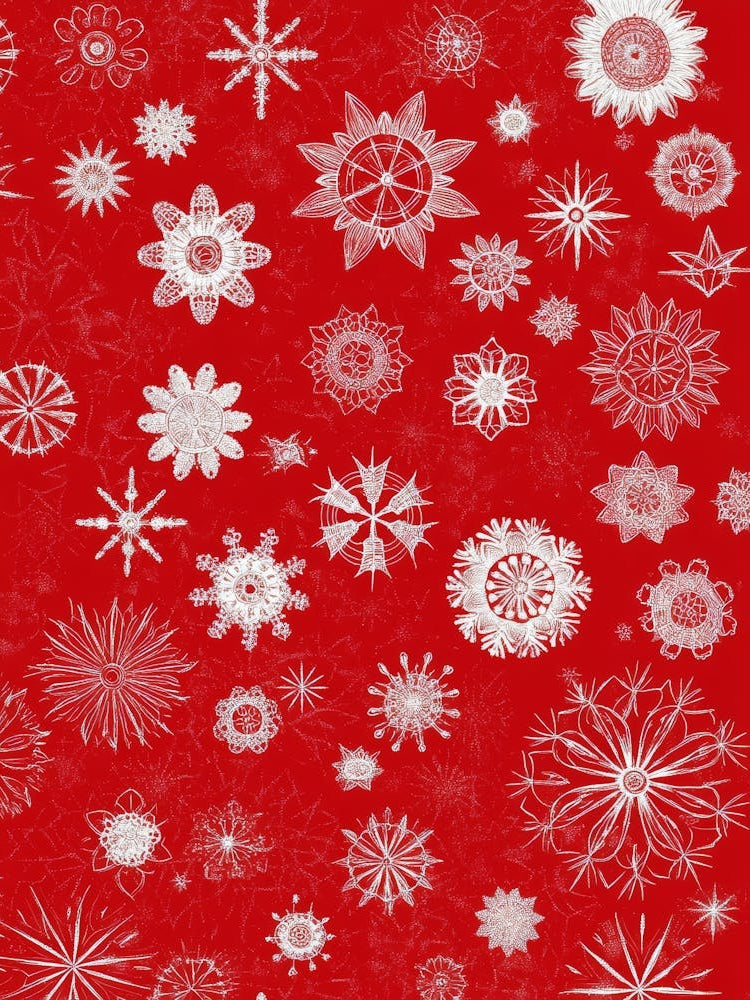 Snowflakes On Red Background