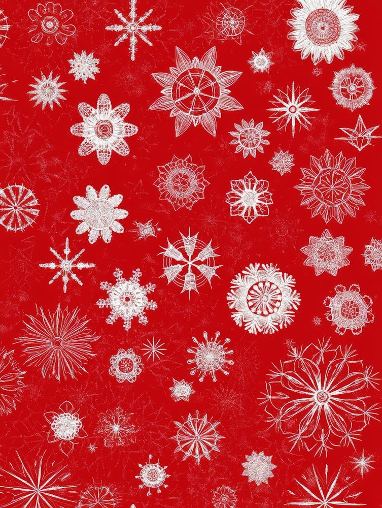 Snowflakes On Red Background