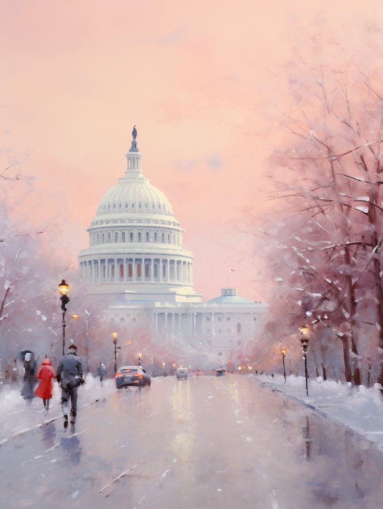 Dreamy Winter Painting Washington Dc Usa 2
