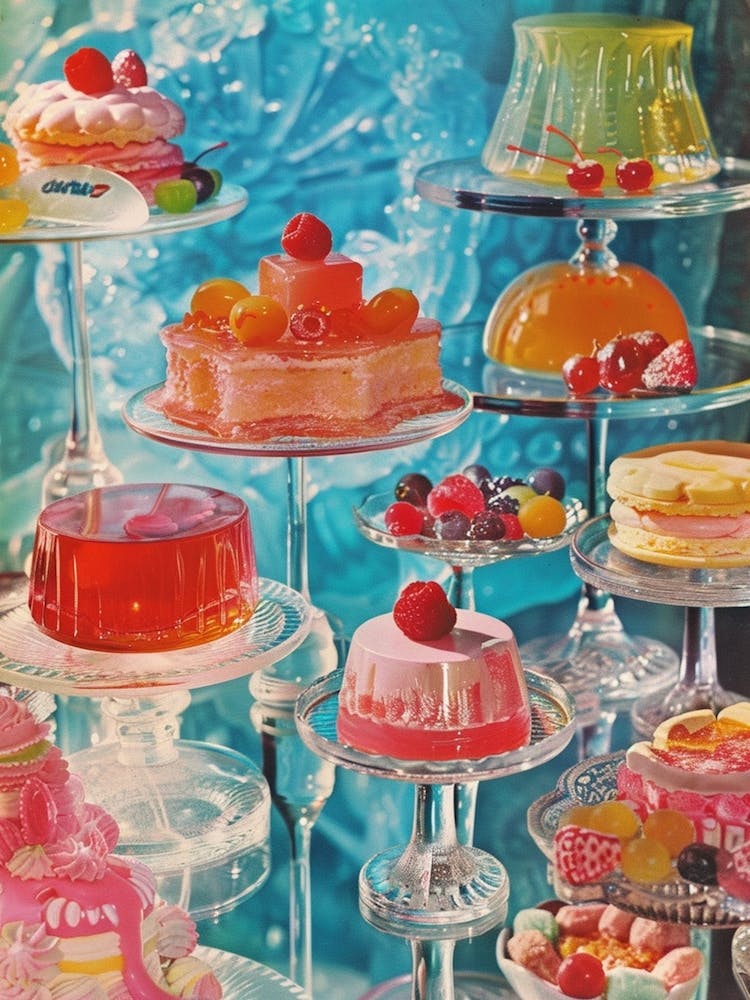 Gelee Dessertplatte Retro Collage 4