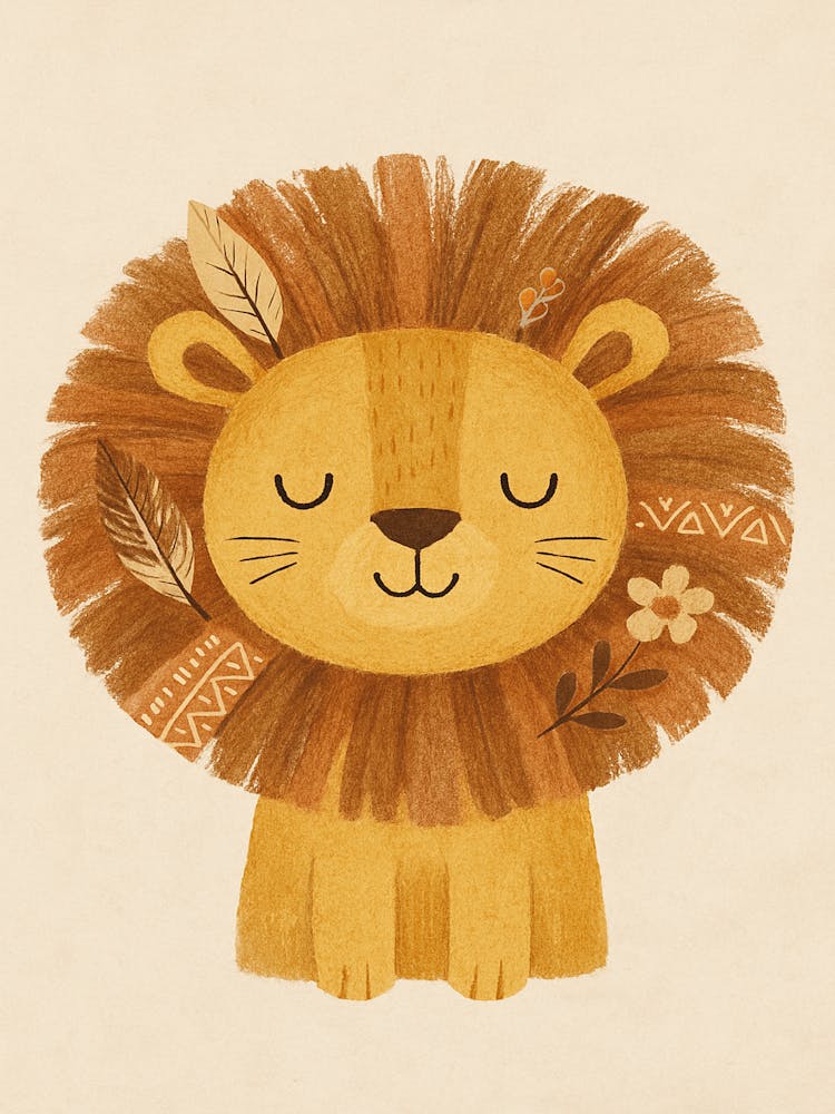 Boho Lion Wallable Neutral Safari Nursery Decor