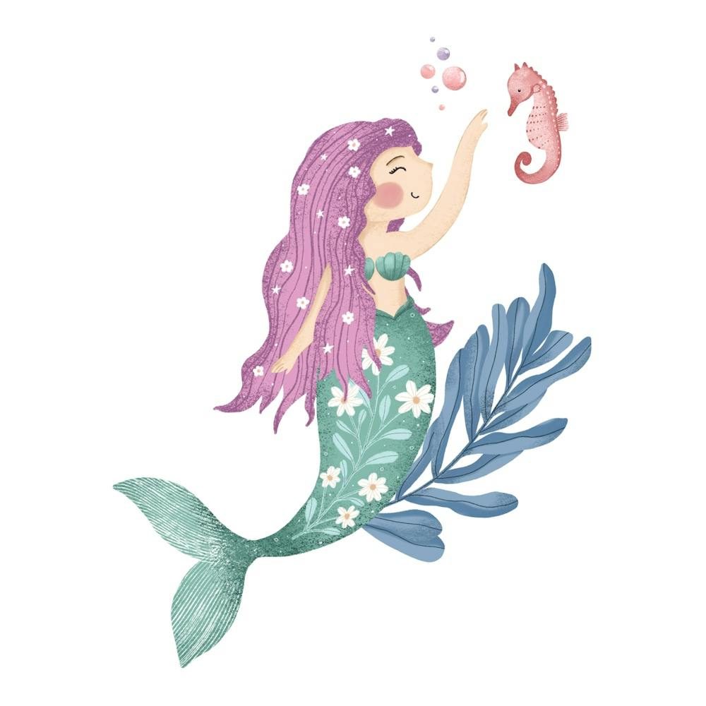Mermaid and her friend nursery print