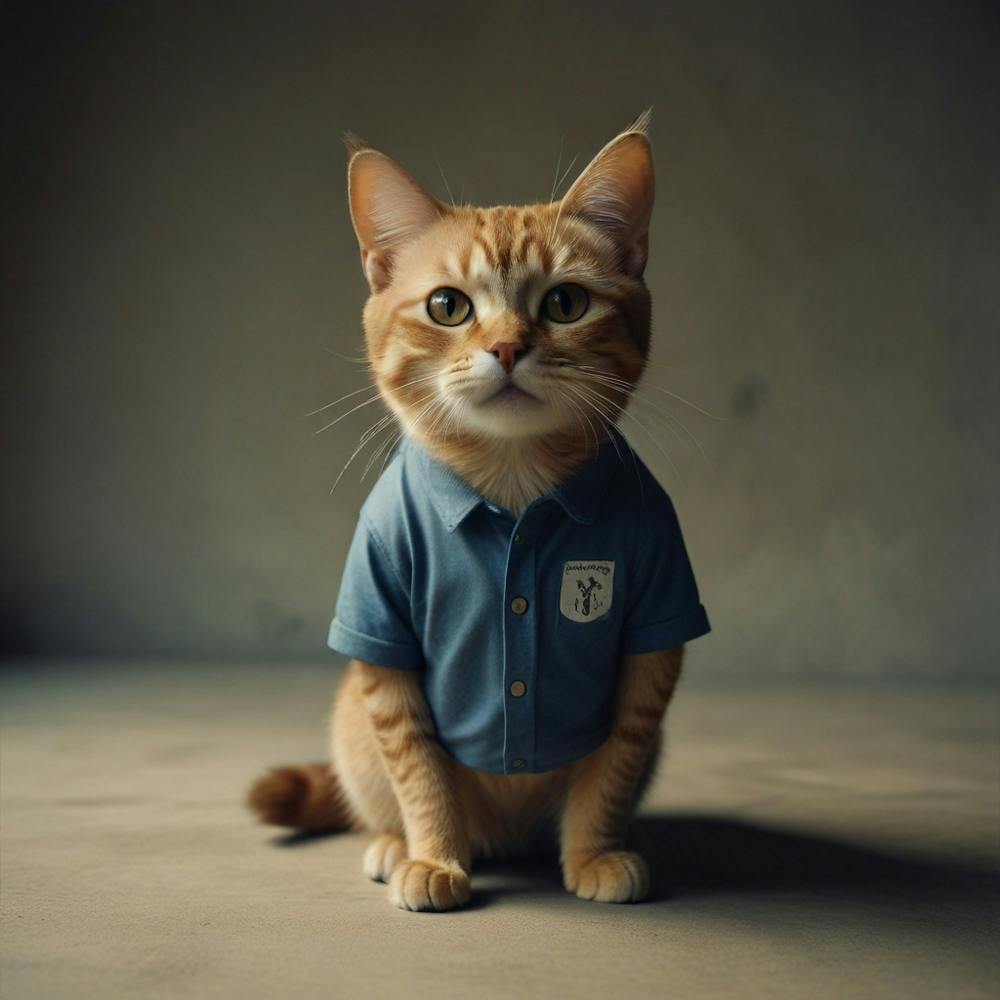 Portrait Of A Cat Wearing A Shirt