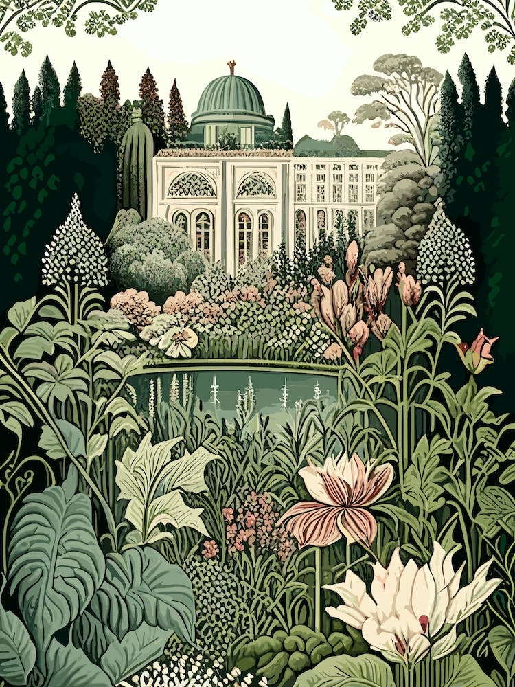 Nymphenburg Palace Gardens, Germany Vintage Botanical