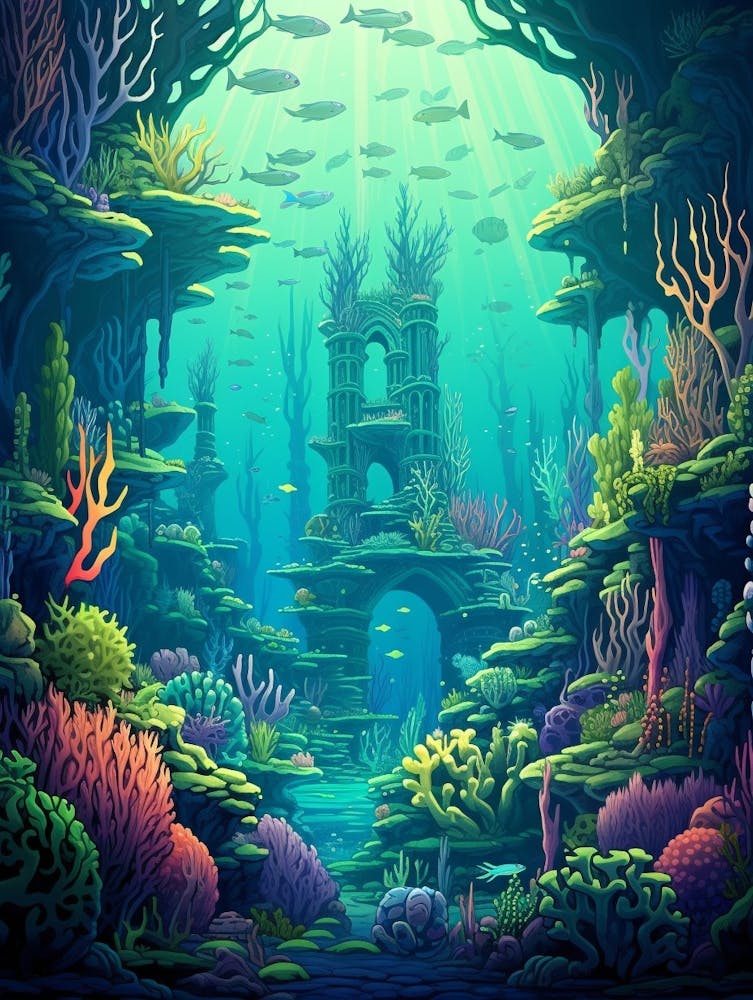 Underwater Landscape Pixel Art 3
