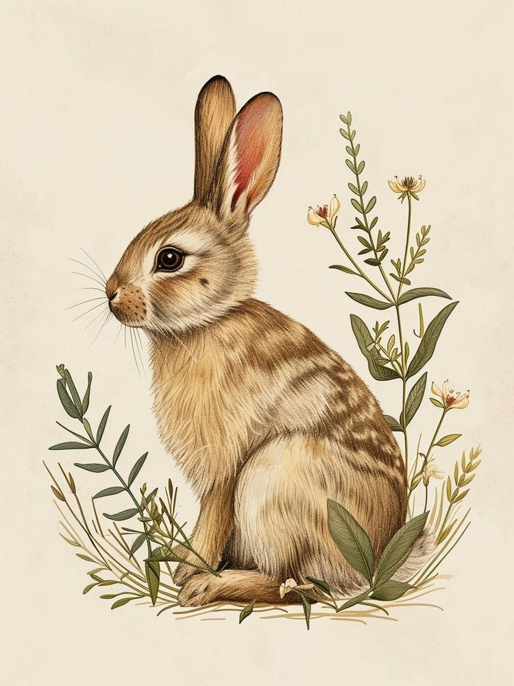 Blanc De Hotot Blockprint Rabbit Illustration 6