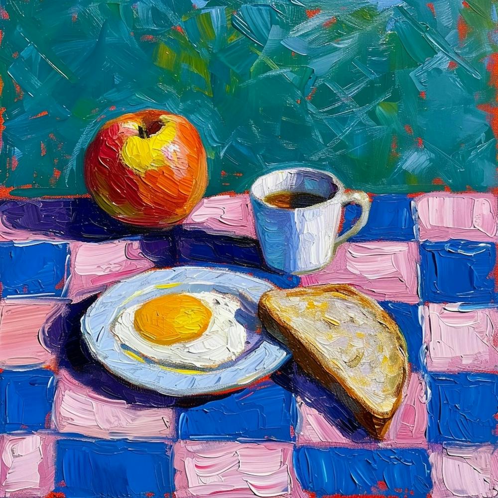 Continental Breakfast Pastel Checkerboard 4