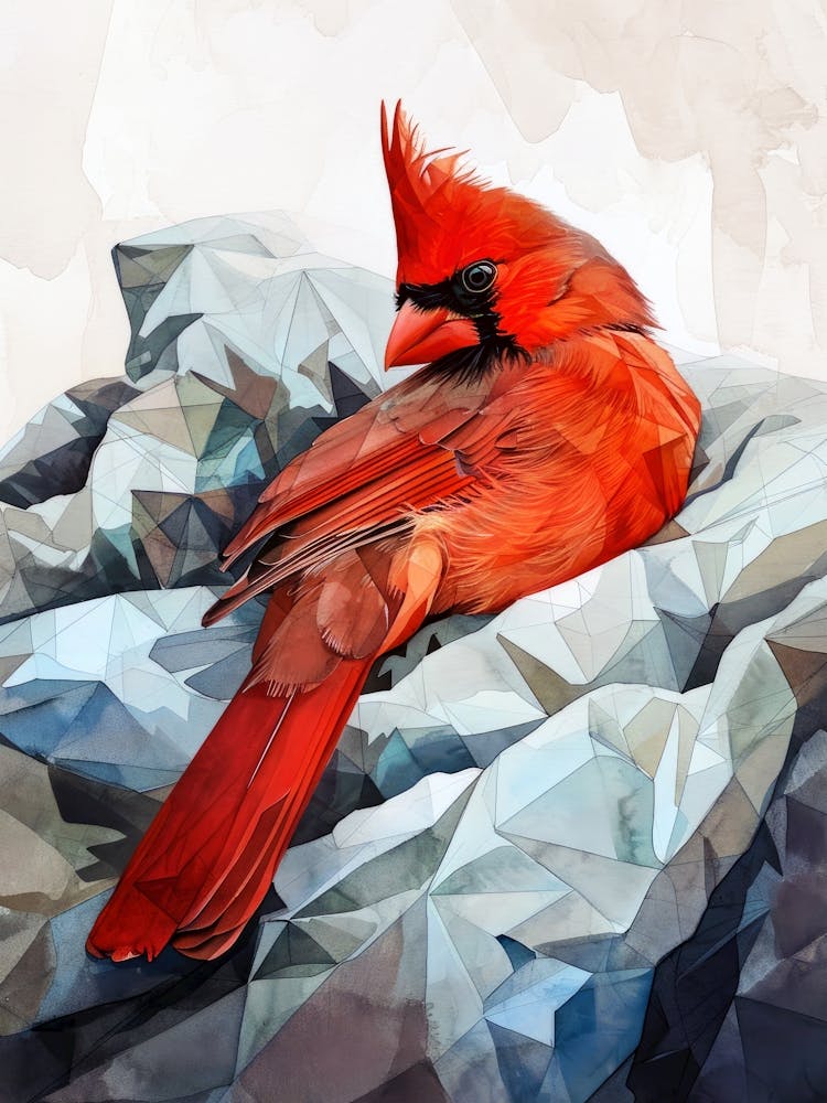 Red cardinal bird animal illustration art 1
