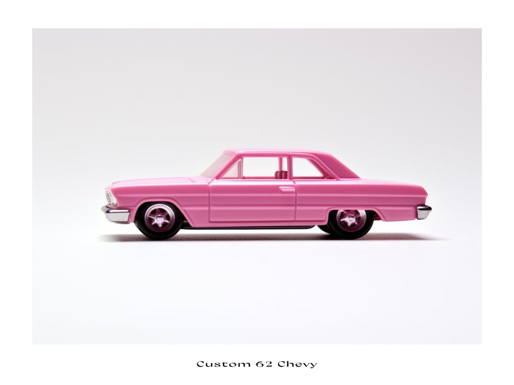 Voiture Jouet Personnalisée Chevy 62 Rose - Affiche