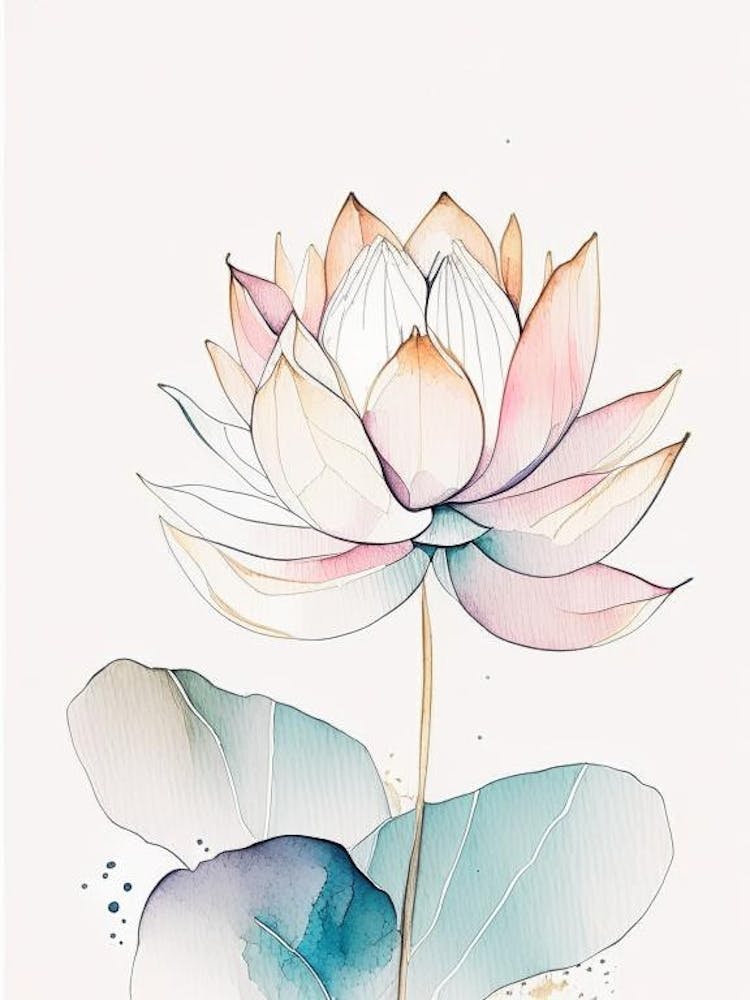Lotus Flower Pattern Minimal Watercolour 1