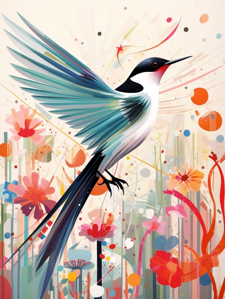 Vogelgemälde Collage Flussseeschwalbe 1