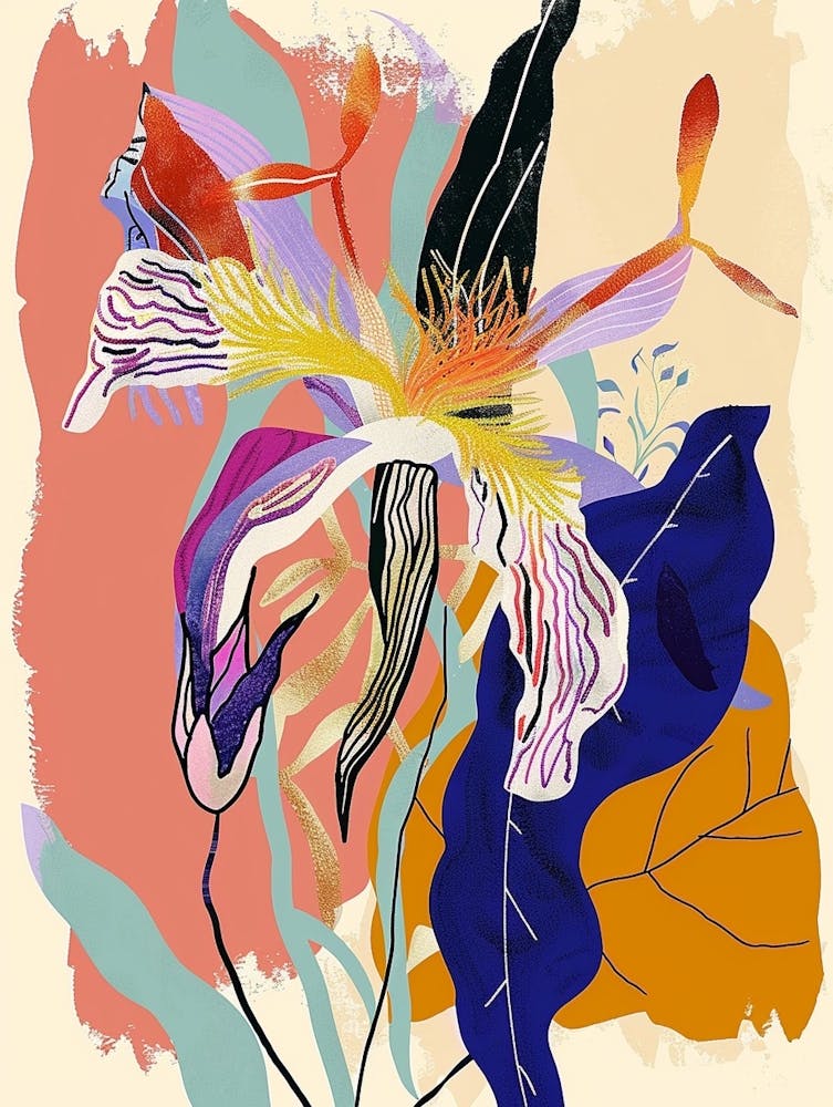 Colourful Flower Illustration Columbine 1