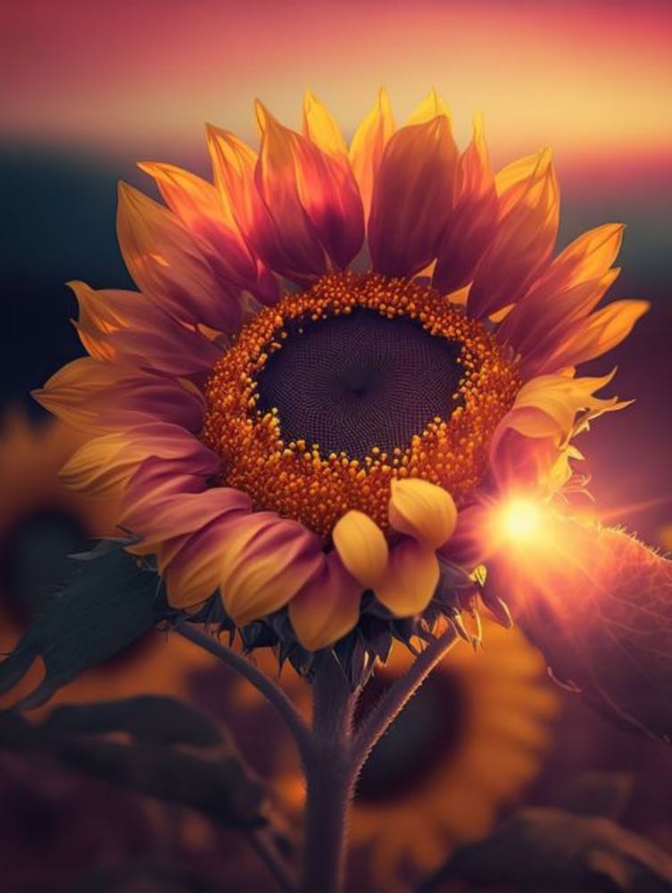 Sunflower At Sunset