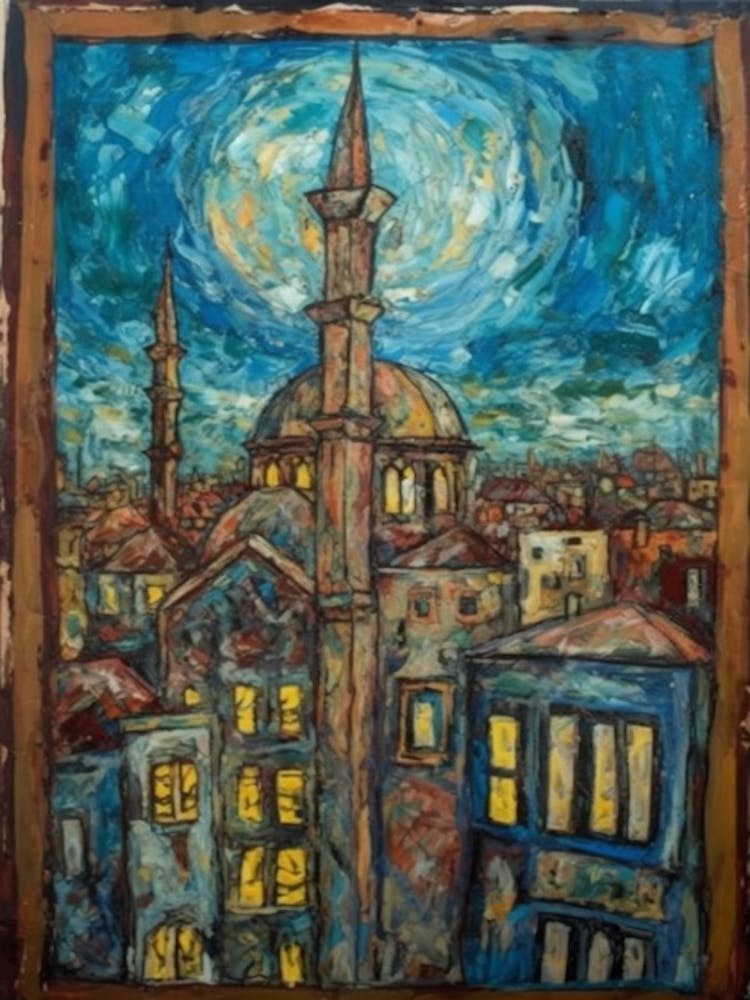Window View Of Istanbul In The Style Of Expressionism 1