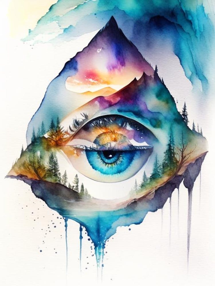 Surreal Landscape, Symbol, Third Eye Watercolour 3