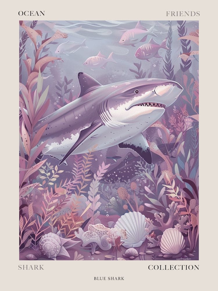 Purple Bull Shark In The Ocean Poster