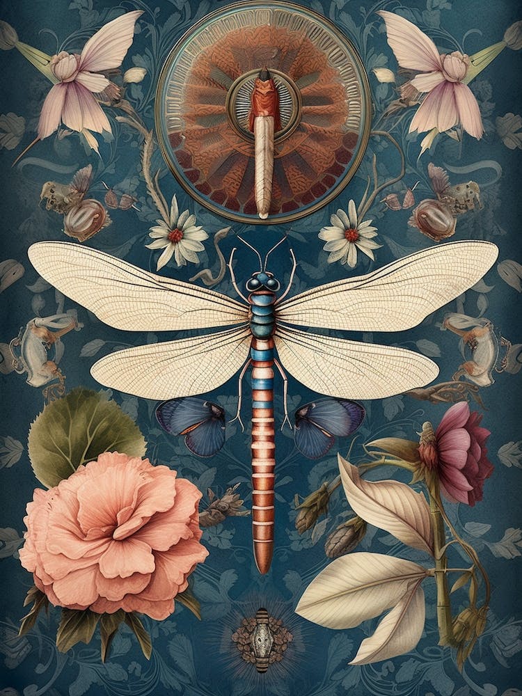 Dragonfly Botanical Vintage Illustration 3
