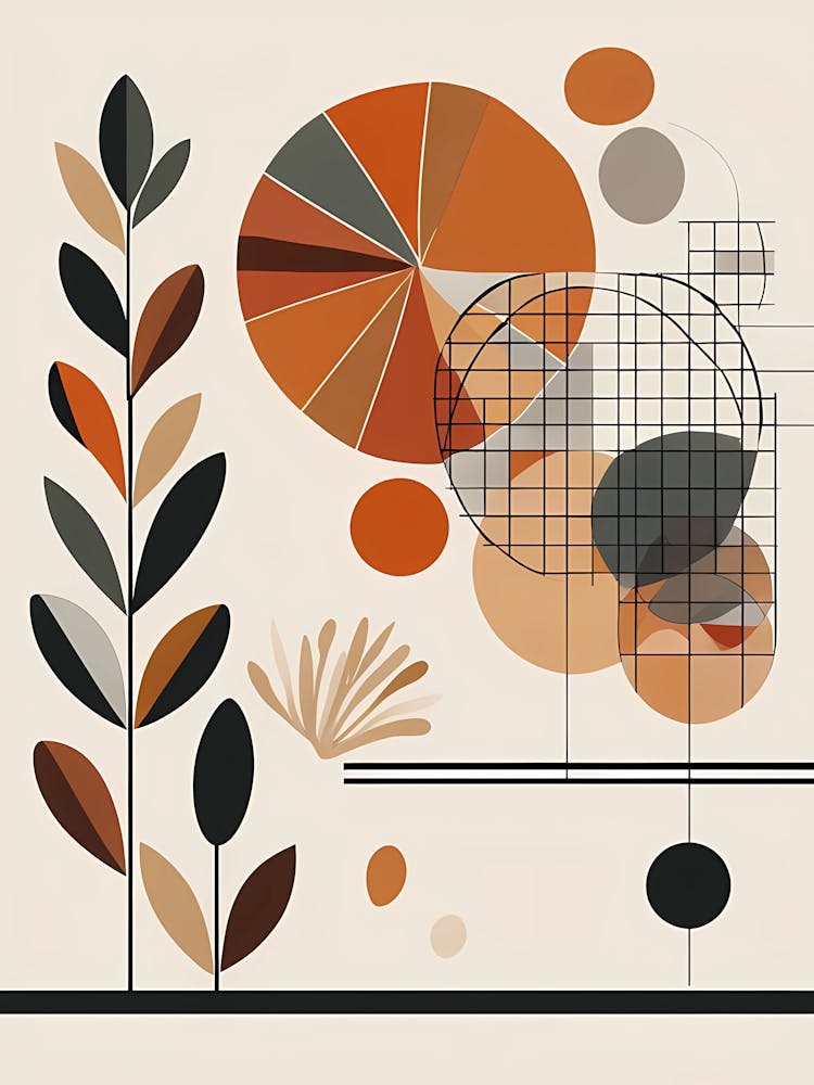 Modern Abstract Botanical Illustration With Geometric Shapes (1)