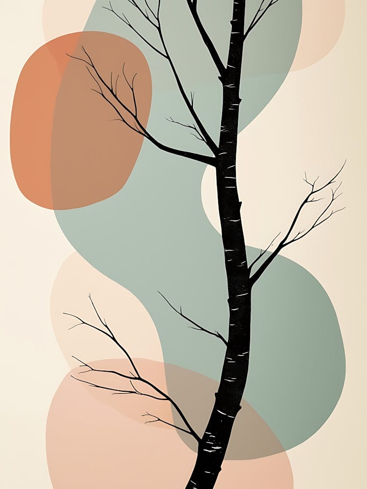 Abstract Pastel Botanicals in Earthy Shades