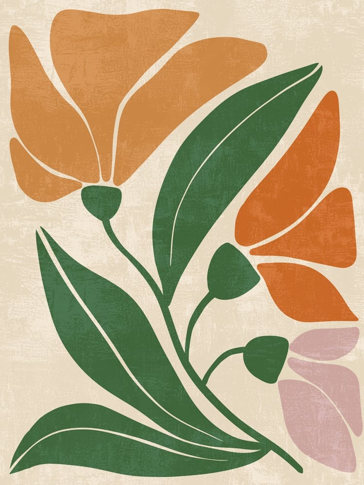 Fleurs oranges et vertes