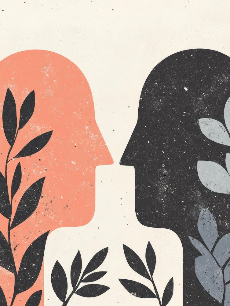 Two Heads With Leaves