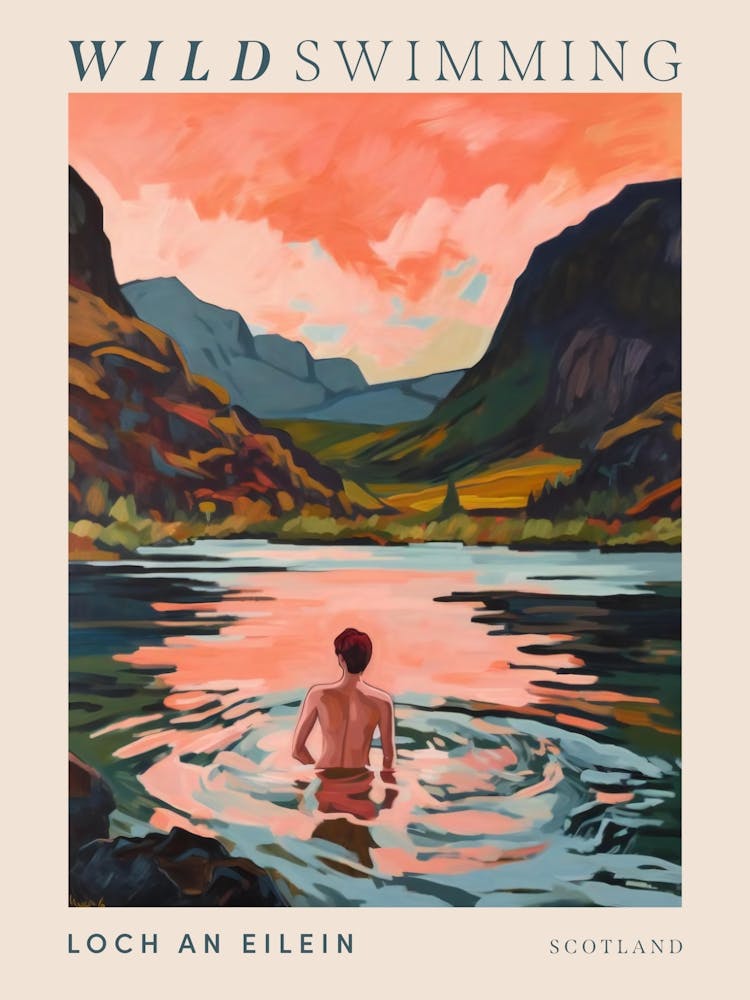 Wild Swimming At Loch An Eilein Scotland 1 Poster