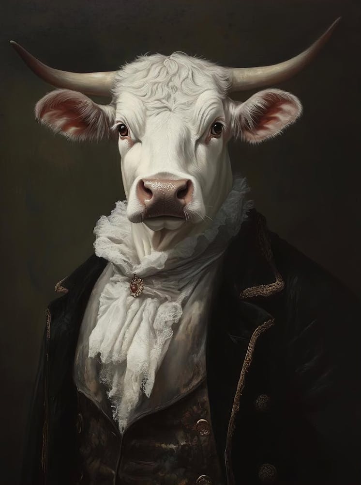 Victorian Animals Portrait, Royal Cow Vintage Print, Dressed Farm Animal Altered Art, Renaissance Animal Printable Art, Animal Lover Gift
