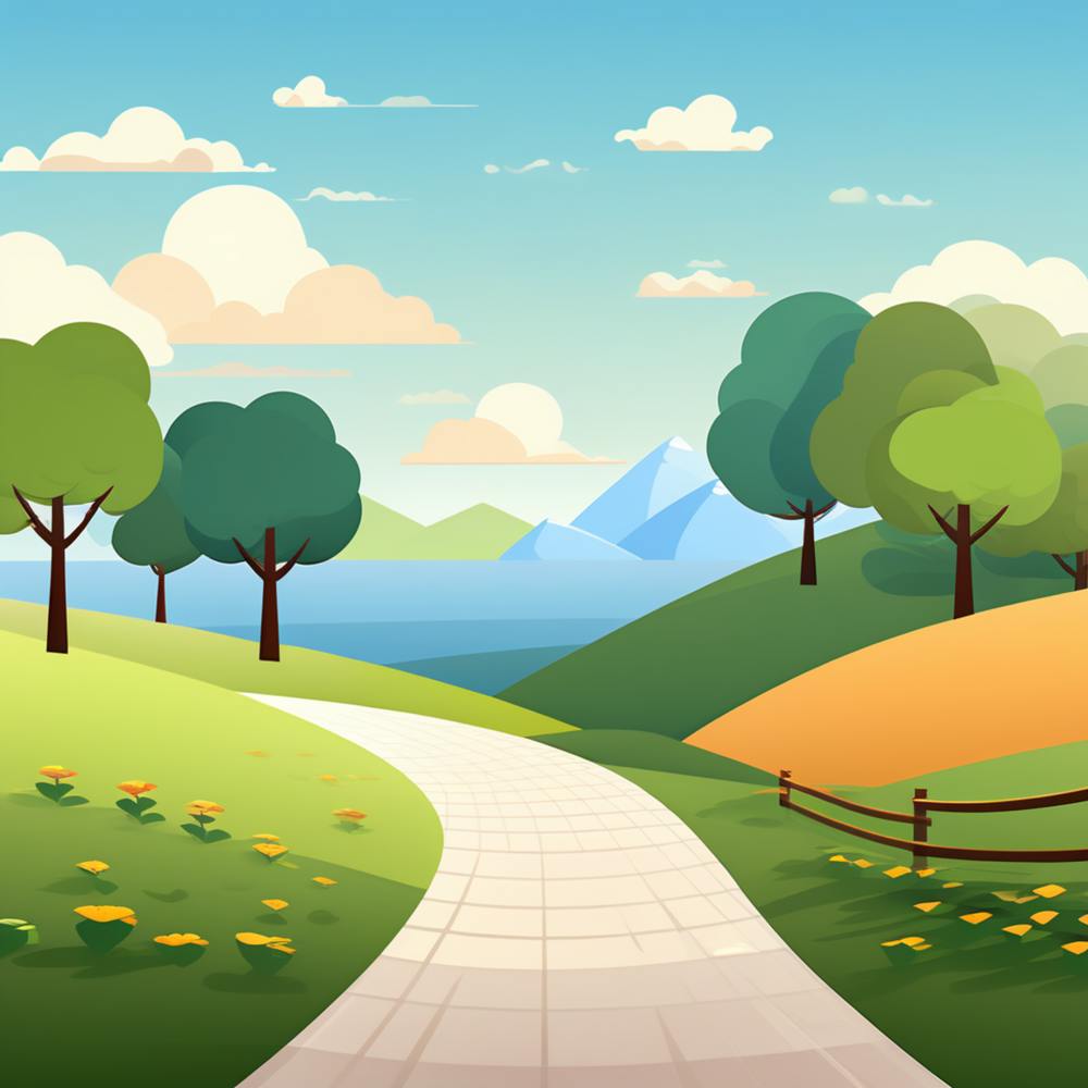 Landscape With Trees And Flowers 1
