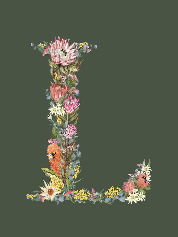 L Olive Alphabet Letter