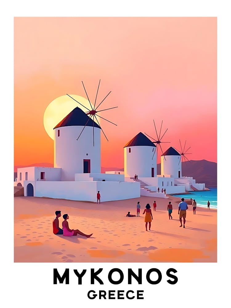 Mykonos - Greece Vintage Travel Poster 4