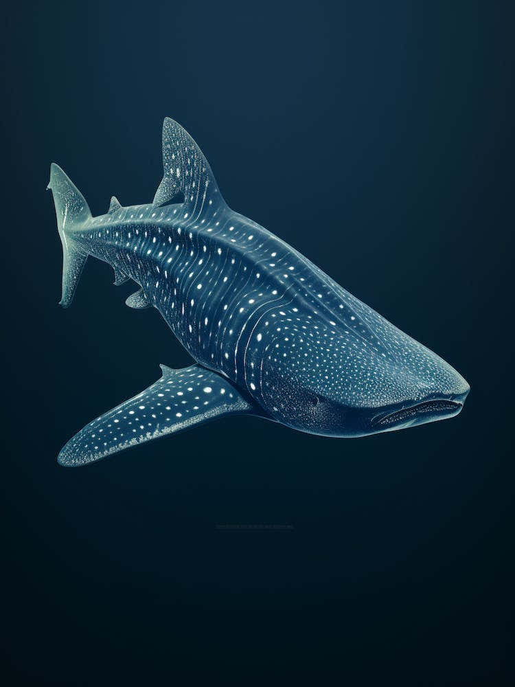 Whale Shark Drawing On A Dark Blue Background 1