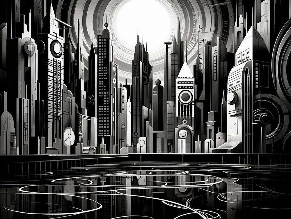 Metropolis Abstract Black And White 5