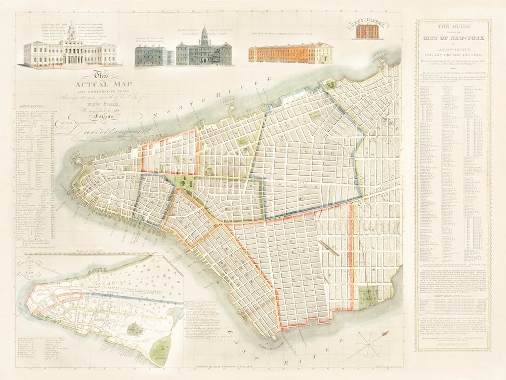The City Of New York Longworth S Explanatory Map And Plan (1817)
