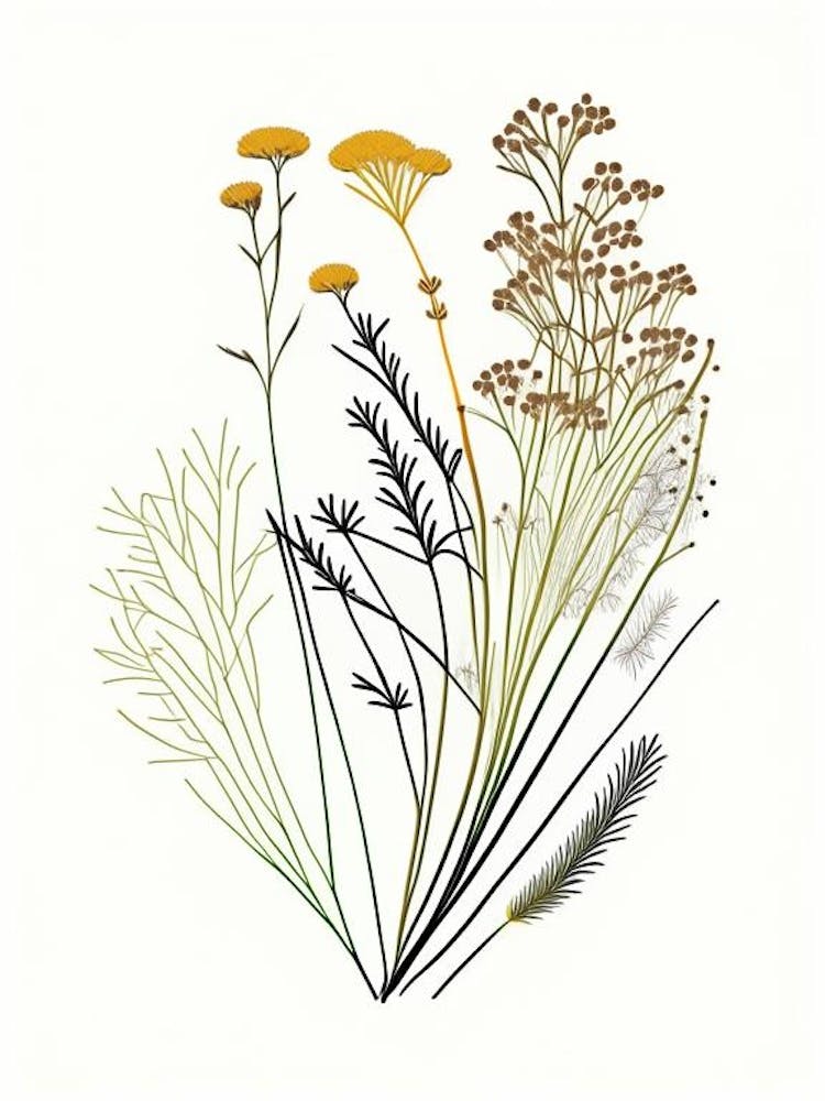 Caraway Spices And Herbs Minimal Line Drawing 5