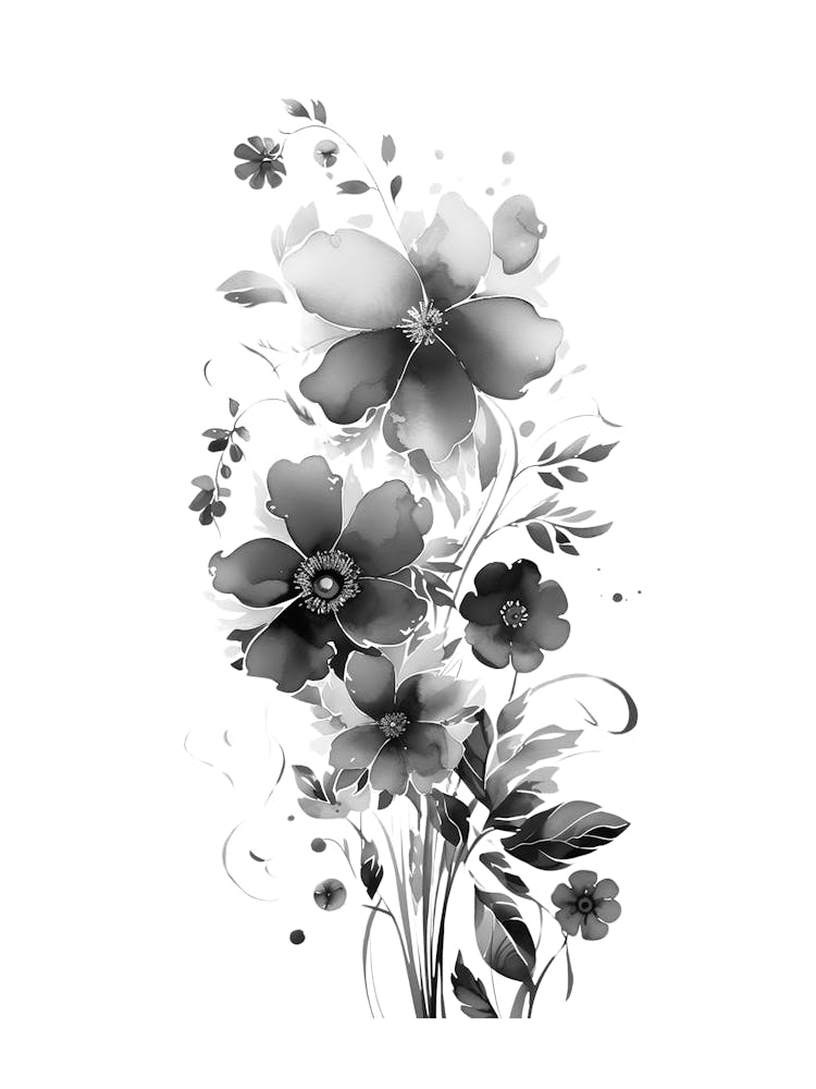 Schwarz-weiße Blumen 17