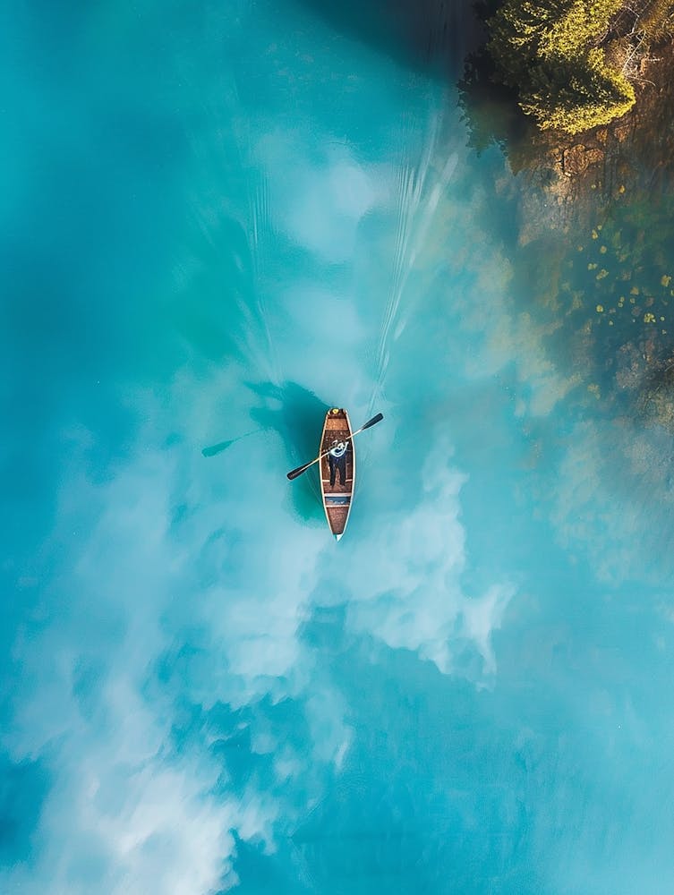 Canoe In Blue Water