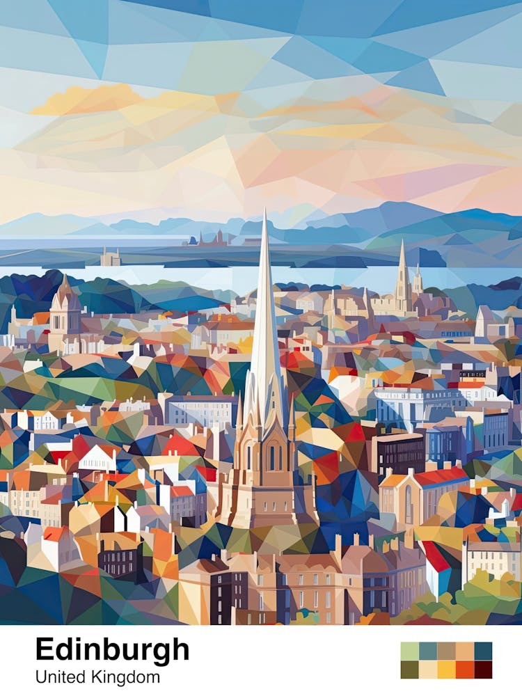 Edinburgh, United Kingdom, Geometric Illustration 2 Poster