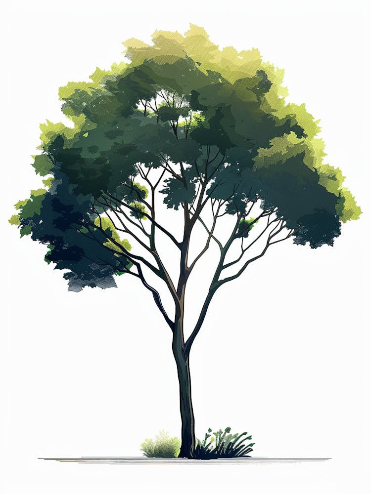 Sycamore Tree Pixel Illustration 2