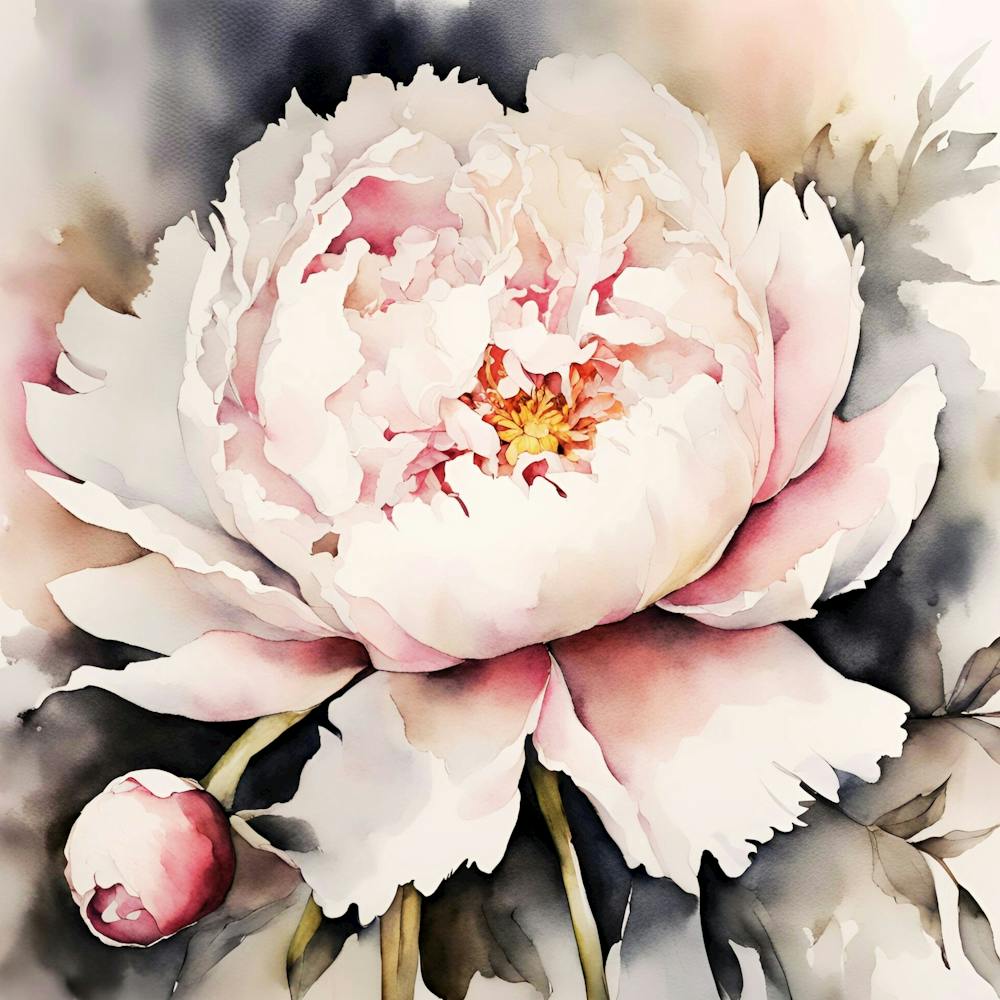 Pfingsrose, Close up, Aquarell, Ink