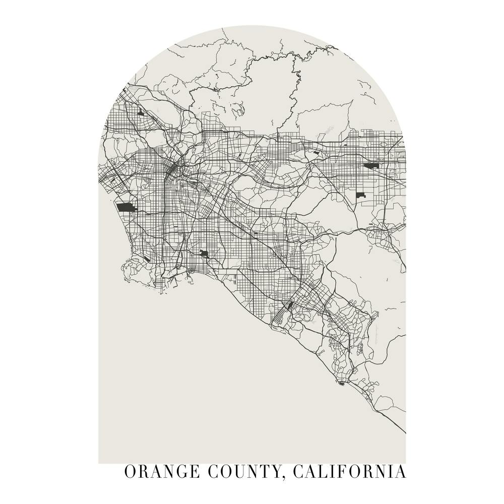 Orange County California Boho Minimal Arch Street Map