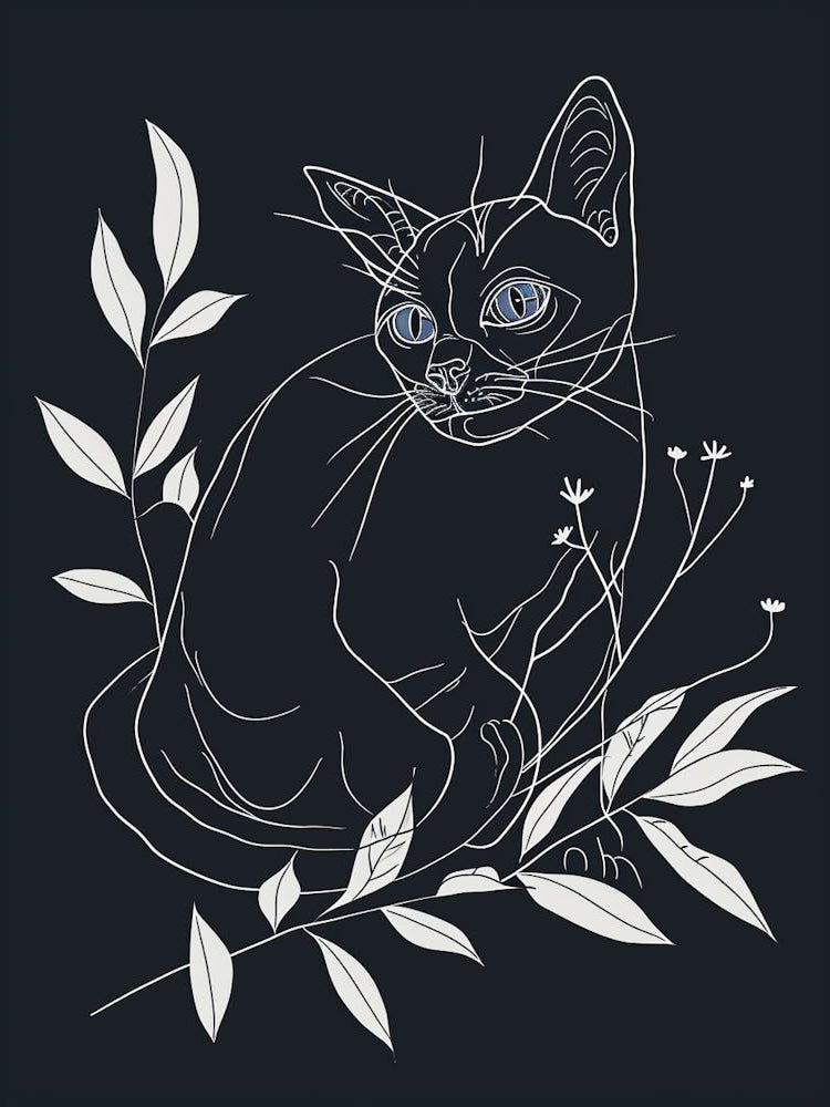 Ojos Azules Cat Minimalist Illustration 2